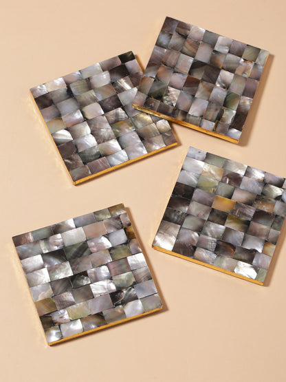 Tiramisu 4pc Mother Of Pearl Coaster Set tiramisuusa
