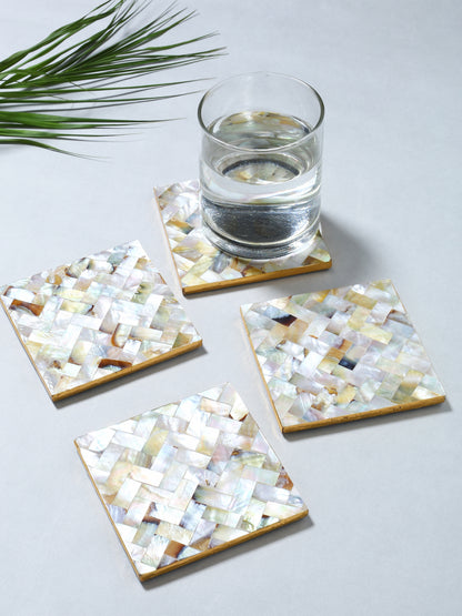 Tiramisu 4pc Mother Of Pearl Coaster Set tiramisuusa