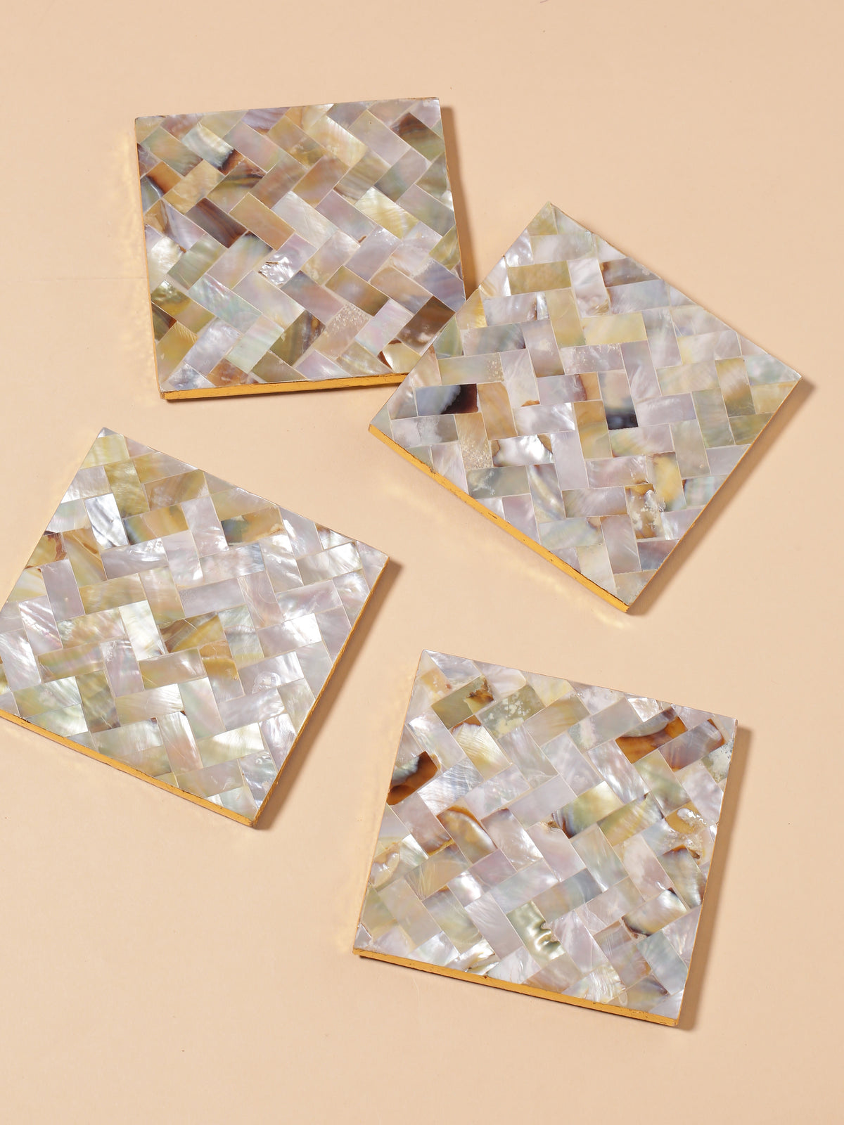 Tiramisu 4pc Mother Of Pearl Coaster Set tiramisuusa