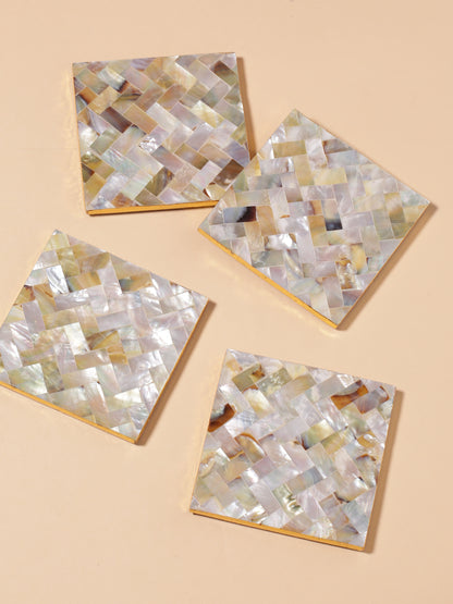 Tiramisu 4pc Mother Of Pearl Coaster Set tiramisuusa