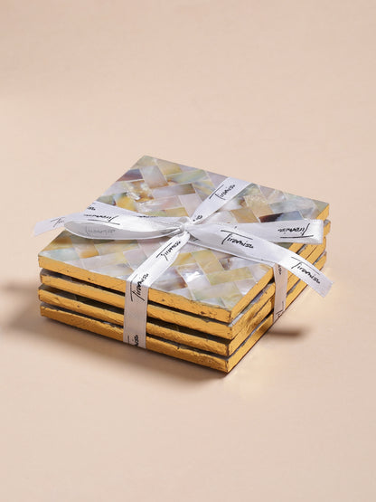 Tiramisu 4pc Mother Of Pearl Coaster Set tiramisuusa