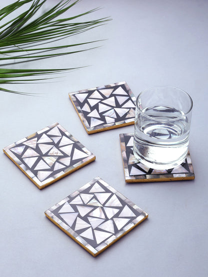 Mother of Pearl Coaster Triangle Pattern-  Set Of 4