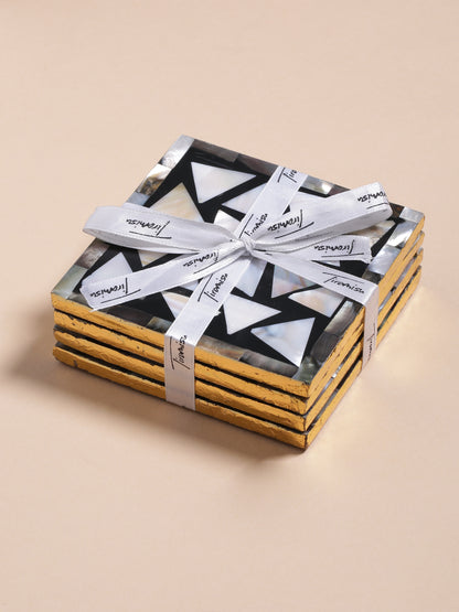 Mother of Pearl Coaster Triangle Pattern-  Set Of 4