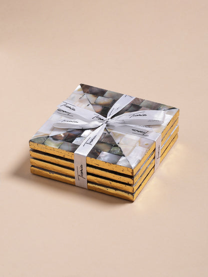 Tiramisu Set of 4 Mother of Pearl Coasters