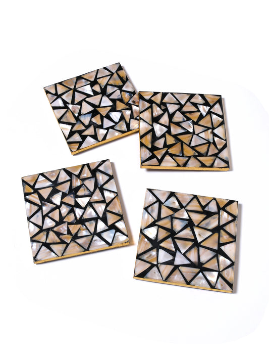 Tiramisu Set of 4 Mother of Pearl Coasters- Mosaic Pattern tiramisuusa