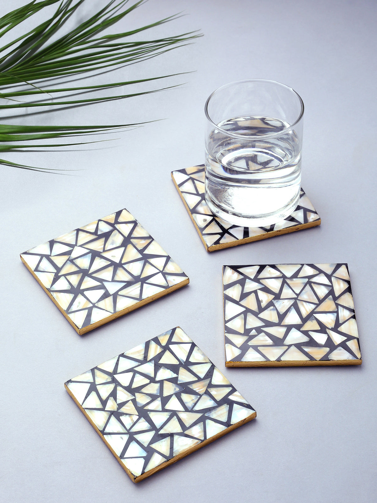 Tiramisu Set of 4 Mother of Pearl Coasters- Mosaic Pattern tiramisuusa