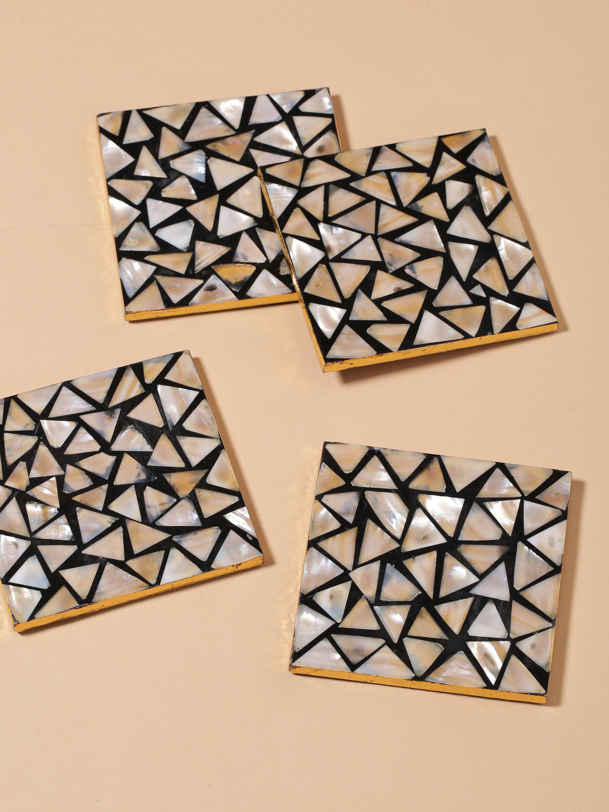 Tiramisu Set of 4 Mother of Pearl Coasters- Mosaic Pattern tiramisuusa