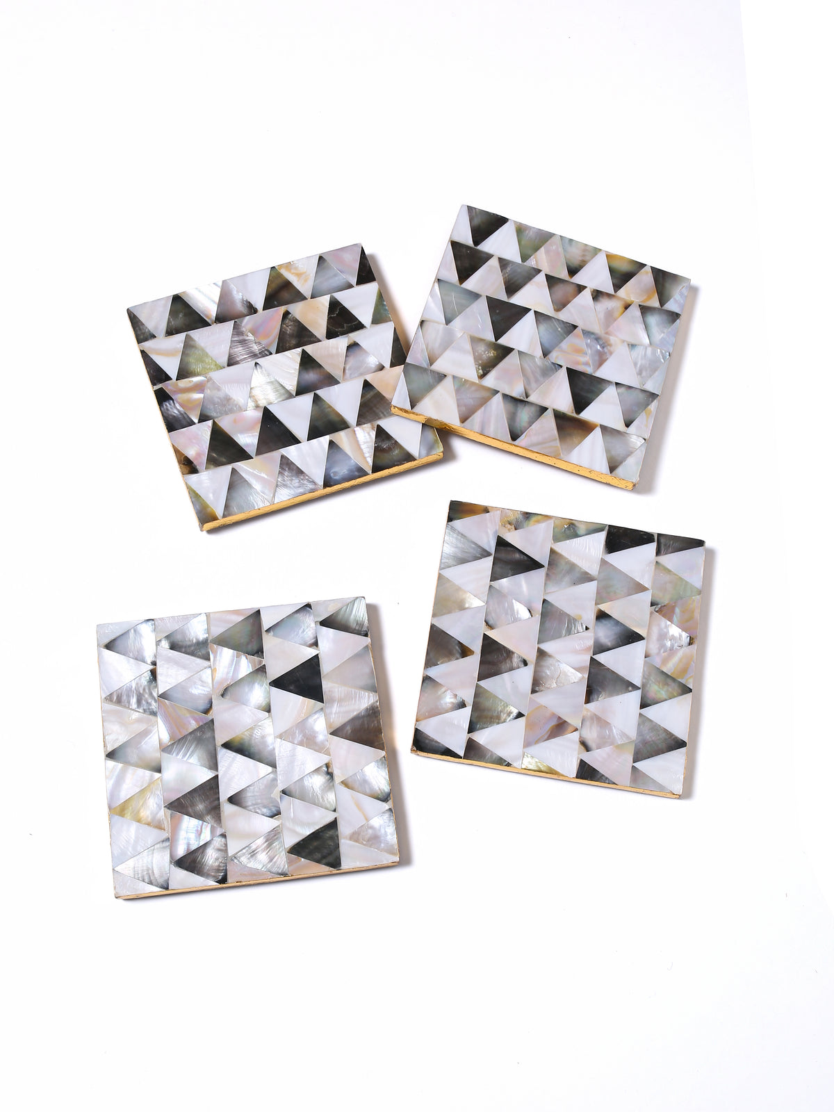 Mother of Pearl Coaster Half Diamond Pattern- Set Of 4 tiramisuusa