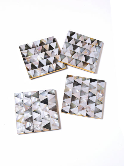 Mother of Pearl Coaster Half Diamond Pattern- Set Of 4 tiramisuusa