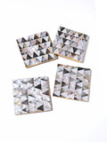 Mother of Pearl Coaster Half Diamond Pattern- Set Of 4