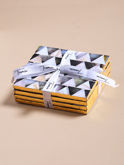 Mother of Pearl Coaster Half Diamond Pattern- Set Of 4 tiramisuusa