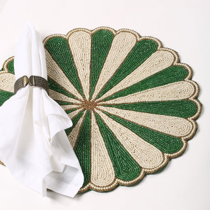 Green Scalloped Beaded Placemat
