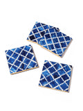 Tiramisu Set of 4 Resin Coasters- Blue
