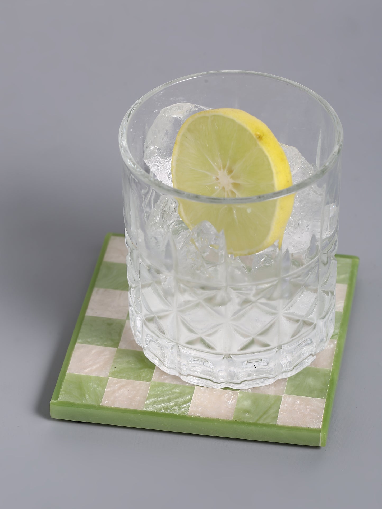 Green Chequered Resin Coaster Set of 4