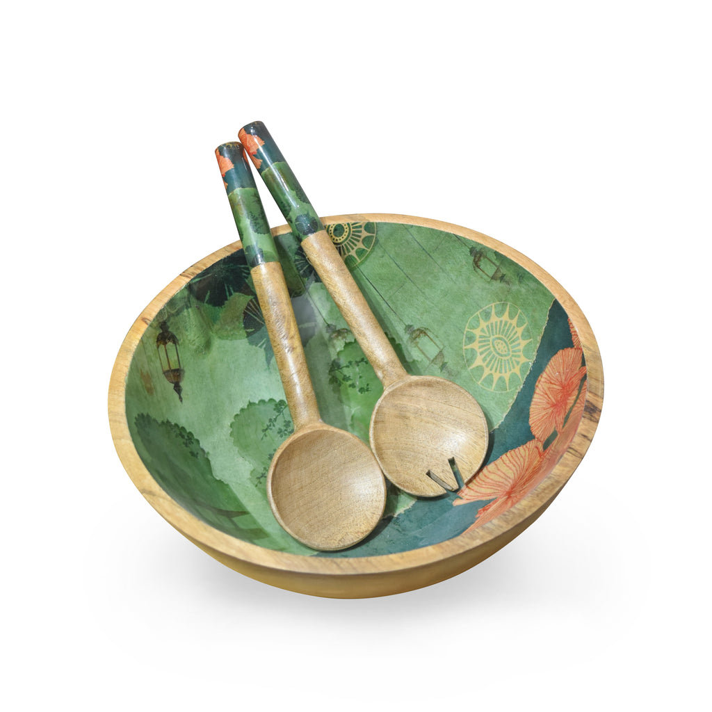 Pampered Chef Wood Salad Bowl & Servers Set