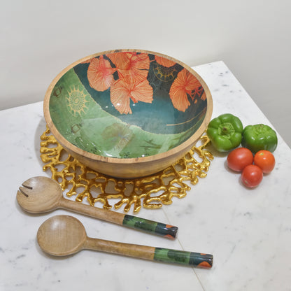 Spring Bloom Salad Bowl with Salad Servers