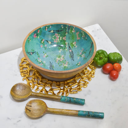 Lake Reverie Salad Bowl with Salad Servers