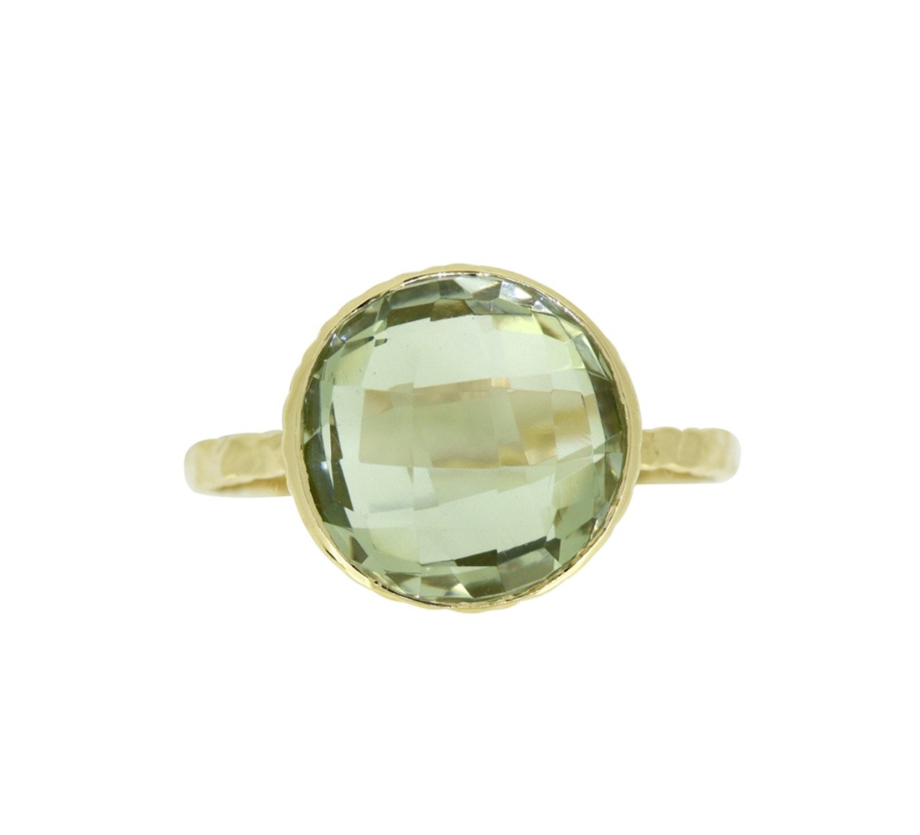 Tiramisu 5.77 ct Green Amethyst Gemstone Solid 14k Yellow Gold Ring