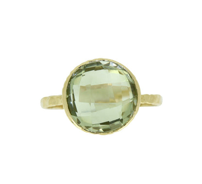 Tiramisu 5.77 ct Green Amethyst Gemstone Solid 14k Yellow Gold Ring