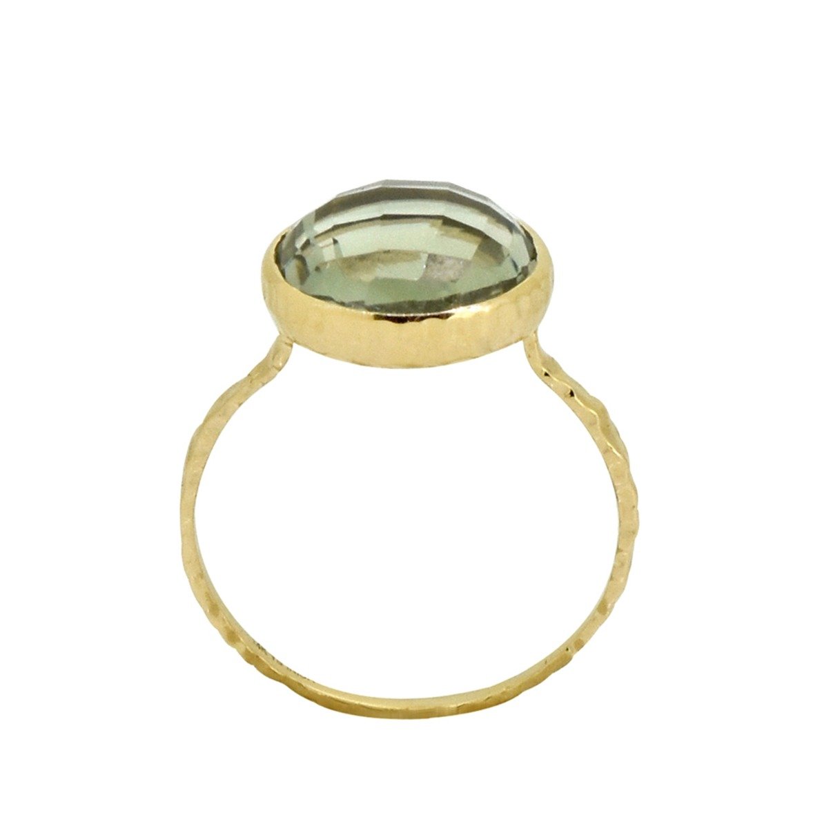 Tiramisu 5.77 ct Green Amethyst Gemstone Solid 14k Yellow Gold Ring