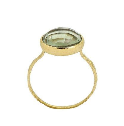 Tiramisu 5.77 ct Green Amethyst Gemstone Solid 14k Yellow Gold Ring