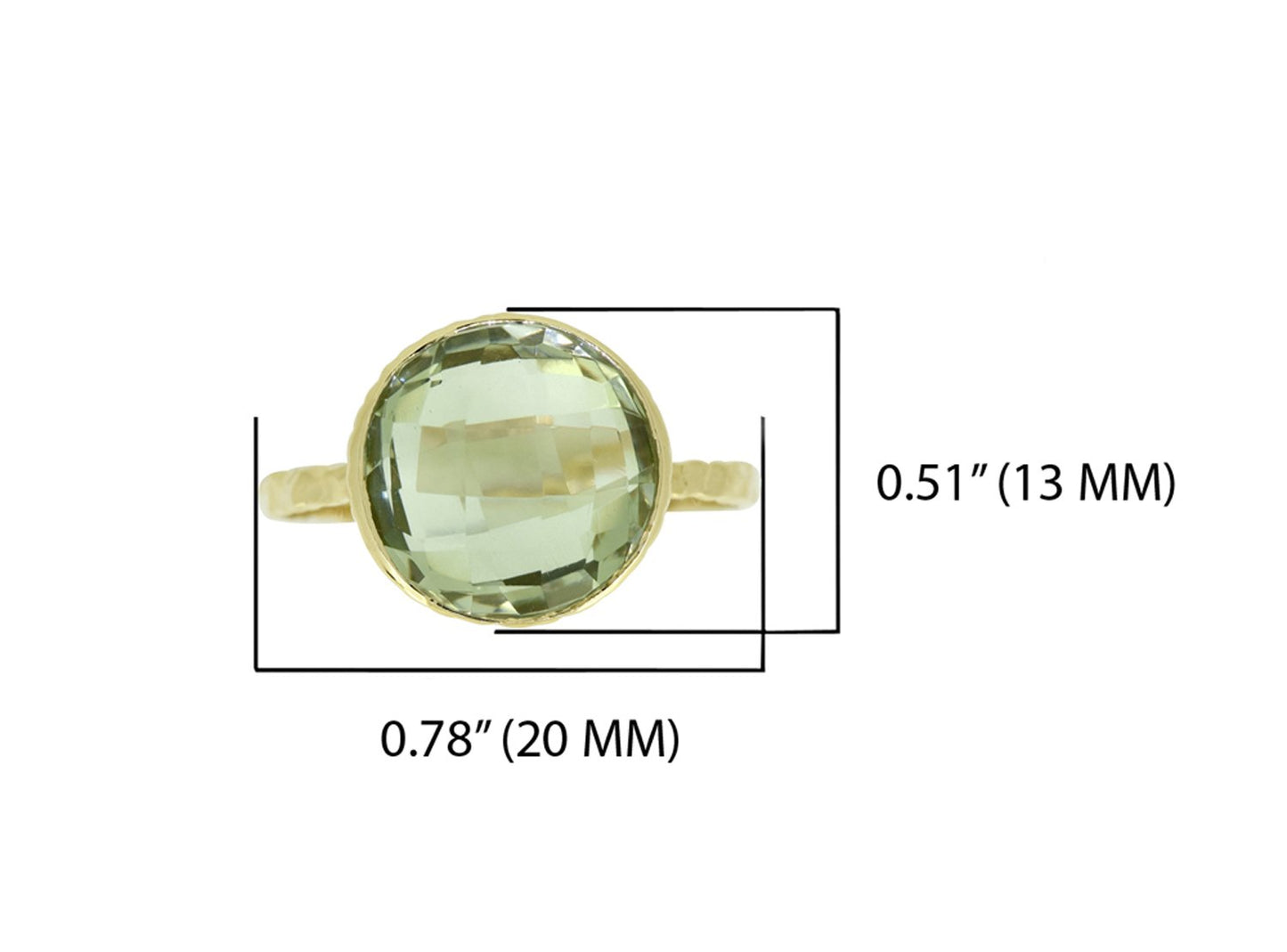 Tiramisu 5.77 ct Green Amethyst Gemstone Solid 14k Yellow Gold Ring