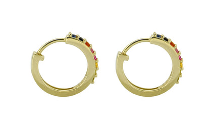 Tiramisu 0.36 Ct. Multi Sapphire Solid 14k Gold Hoop Earrings Jewelry