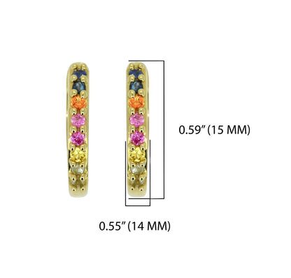 Tiramisu 0.36 Ct. Multi Sapphire Solid 14k Gold Hoop Earrings Jewelry