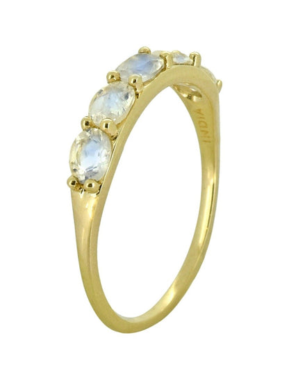 Tiramisu 0.80 Ct. Rainbow Moonstone Solid 10K Yellow Gold Eternity Band Ring
