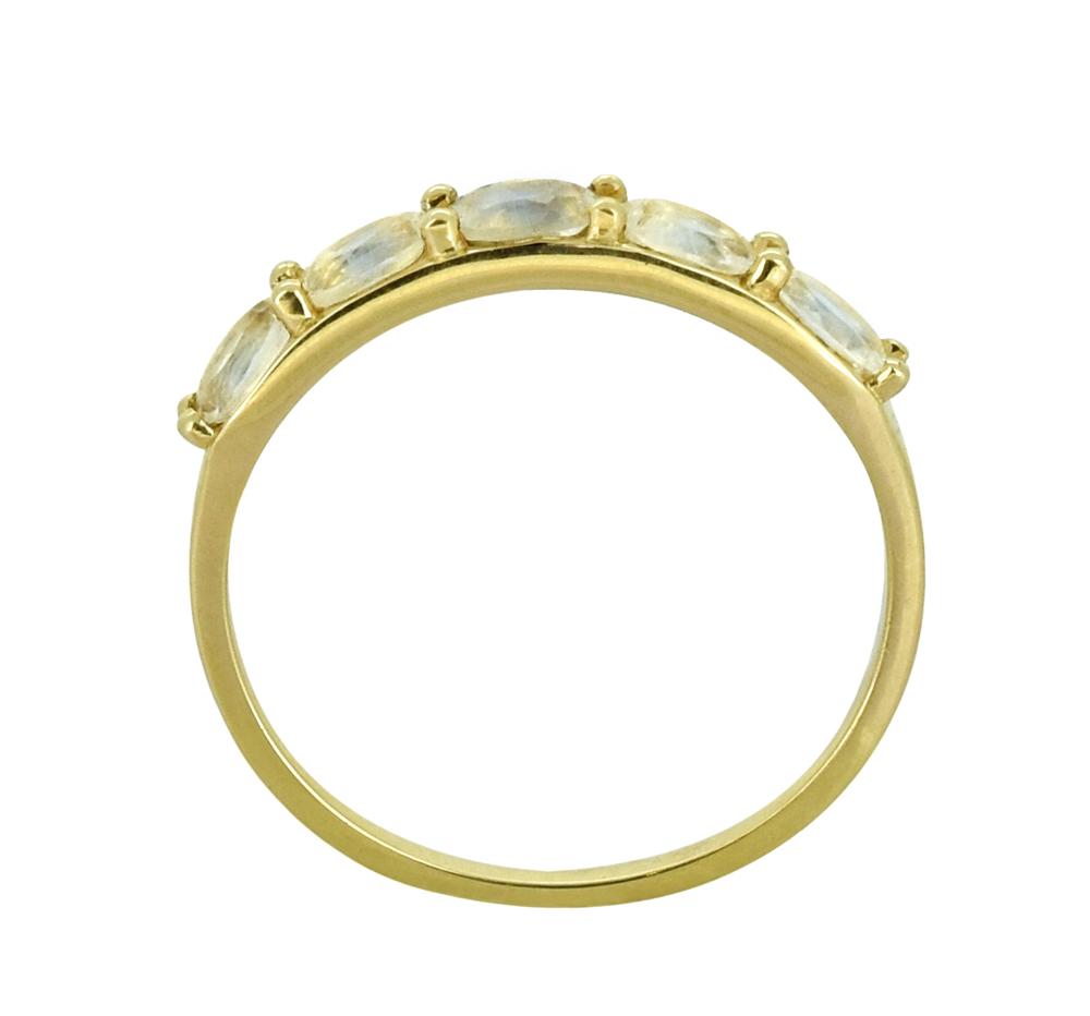 Tiramisu 0.80 Ct. Rainbow Moonstone Solid 10K Yellow Gold Eternity Band Ring