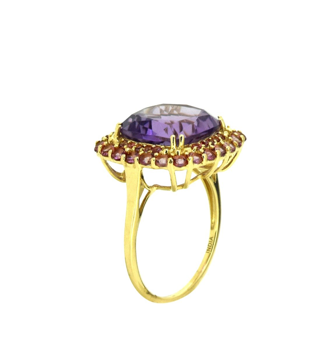 Tiramisu 6.97 ct Amethyst Pink Tourmaline Solid 14k Yellow Gold Ring