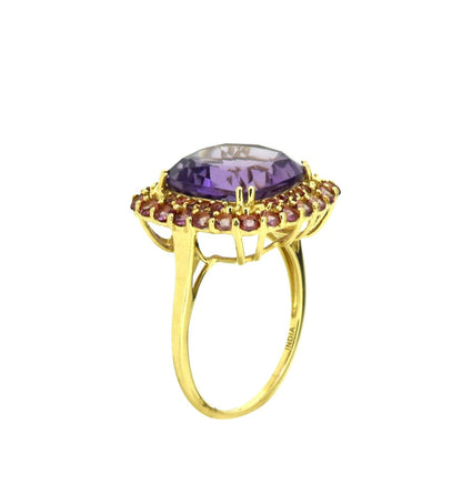 Tiramisu 6.97 ct Amethyst Pink Tourmaline Solid 14k Yellow Gold Ring