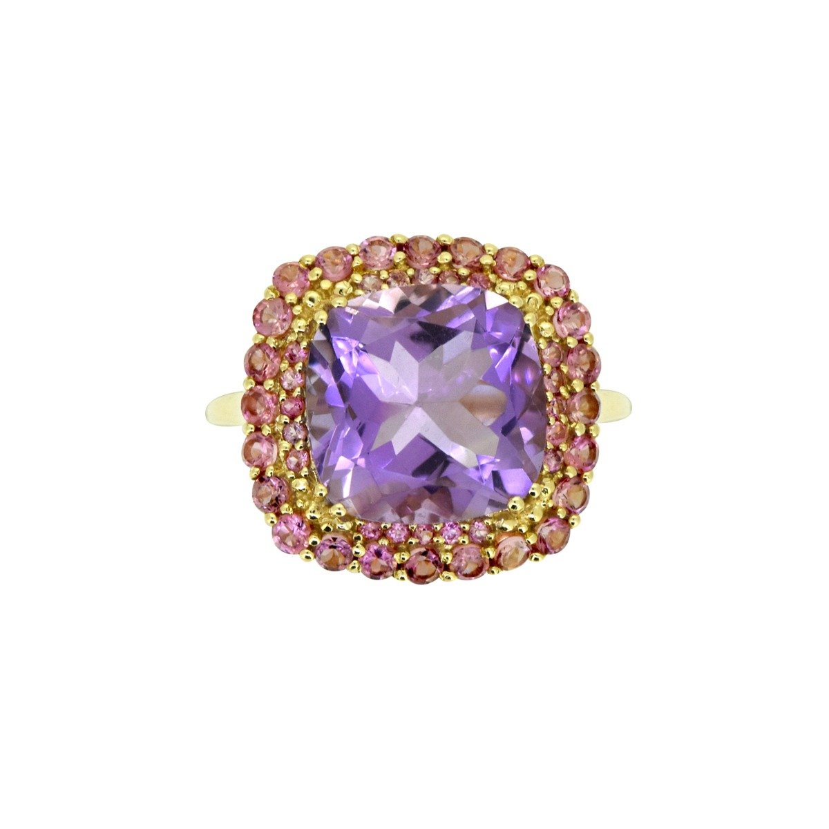 Tiramisu 6.97 ct Amethyst Pink Tourmaline Solid 14k Yellow Gold Ring