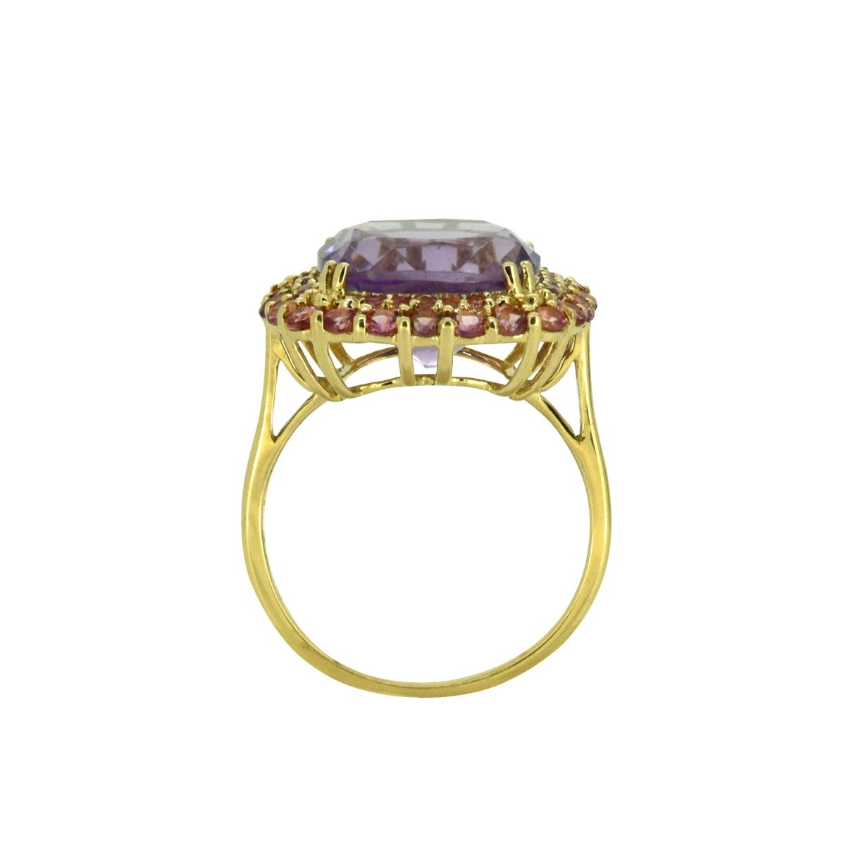 Tiramisu 6.97 ct Amethyst Pink Tourmaline Solid 14k Yellow Gold Ring