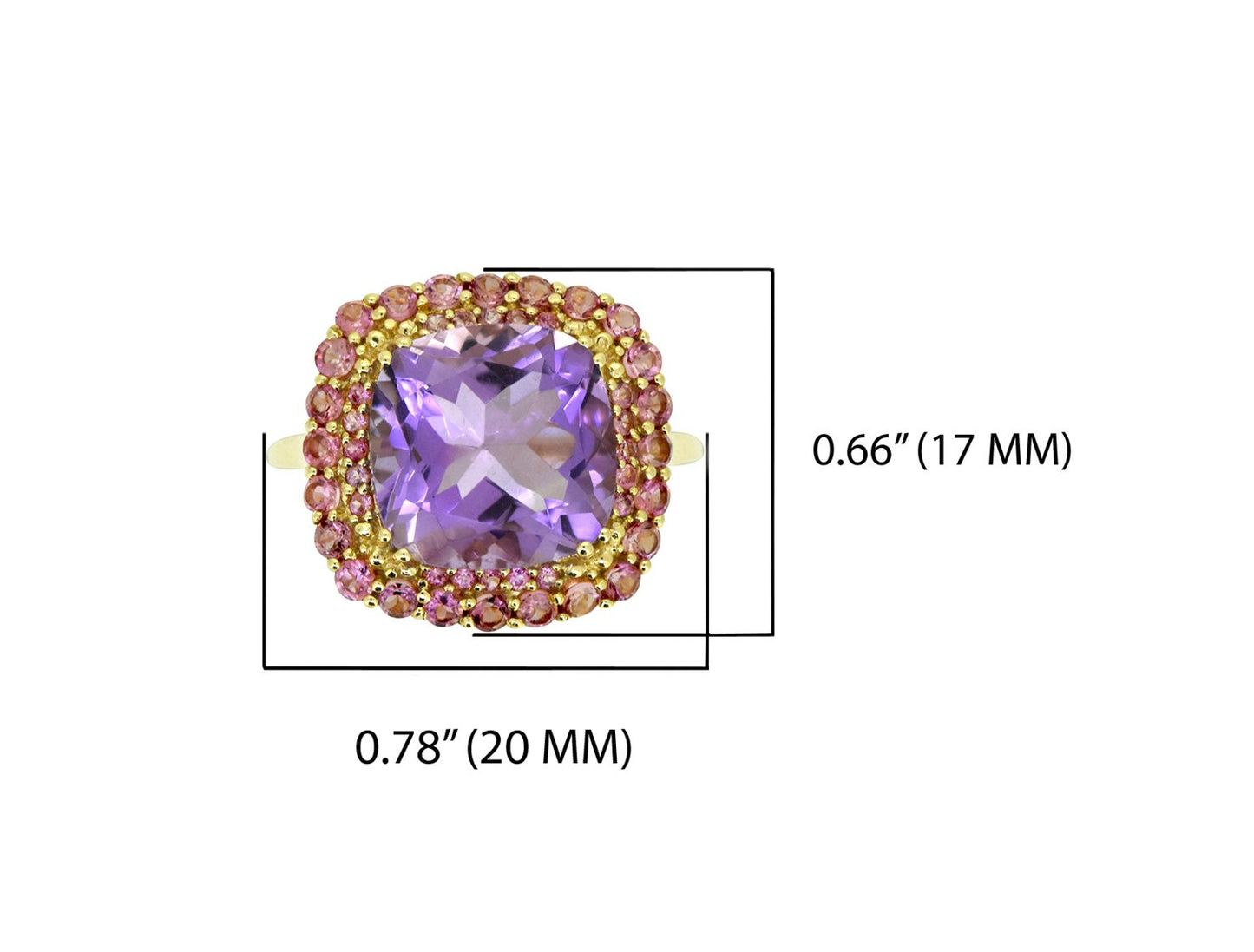 Tiramisu 6.97 ct Amethyst Pink Tourmaline Solid 14k Yellow Gold Ring