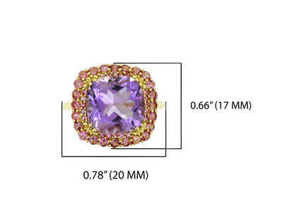Tiramisu 6.97 ct Amethyst Pink Tourmaline Solid 14k Yellow Gold Ring