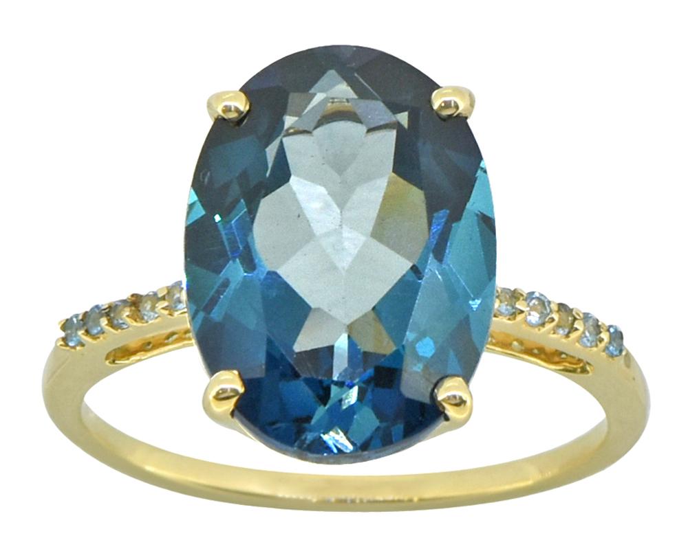 Tiramisu 7.75 ct London Blue Topaz Solid 14k Yellow Gold Ring