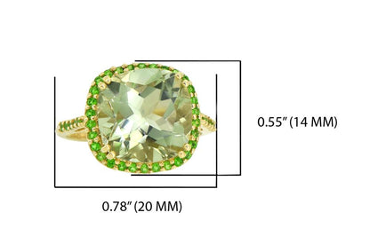 Tiramisu Solid 14k Yellow Gold Green Amethyst Ring (6.98 ct)