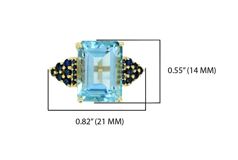 Tiramisu Solid 14k Yellow Gold Sky Blue Topaz Ring (8.95 ct)
